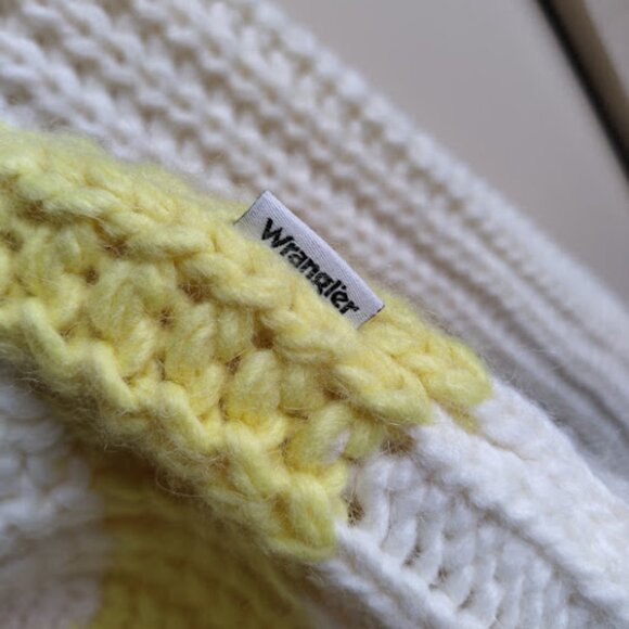 WRANGLER Chunky Crropped Balloon Sleeve Mockneck Pullover Knit Sweater Alpaca XL - Picture 8 of 16